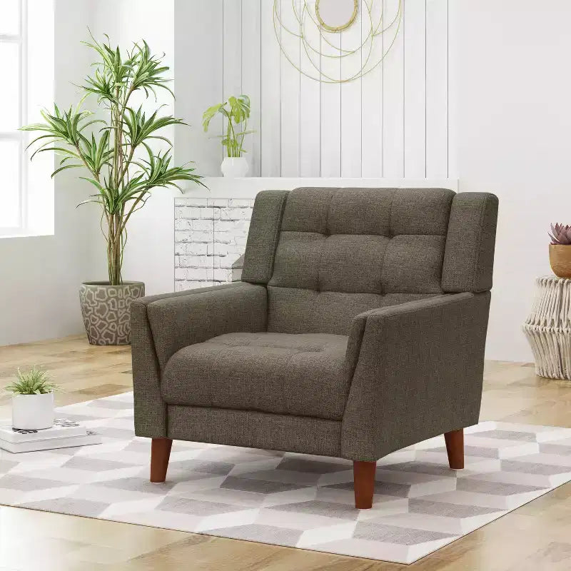 Fauteuil club capitonné style moderne du milieu du siècle