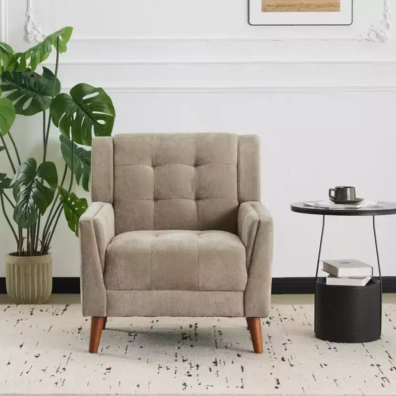 Fauteuil club capitonné style moderne du milieu du siècle