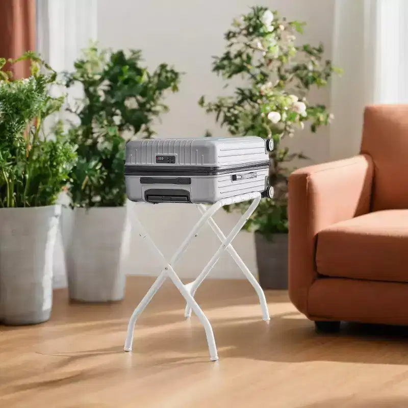 Porte-bagages, porte-valises, support à bagages, cadre en acier pliable, supporte jusqu'à 50 kg, 68,6 x 37,6 x 57,4 cm