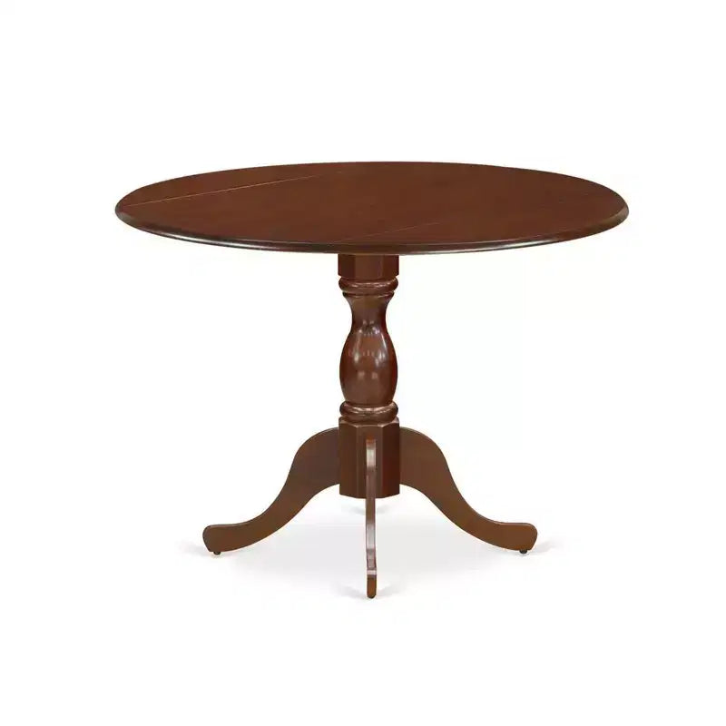 Table à manger en bois d'acacia offrant une texture boisée avec deux rallonges abattantes de 23 cm