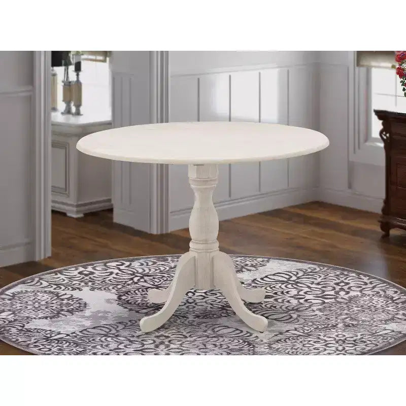 Table à manger en bois d'acacia offrant une texture boisée avec deux rallonges abattantes de 23 cm