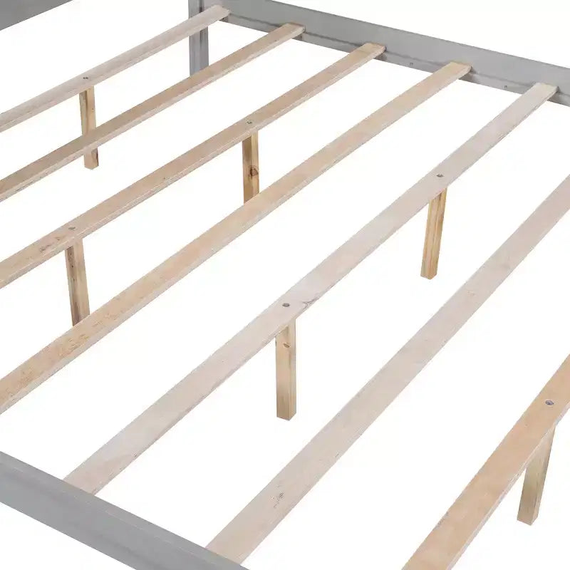 Lit à baldaquin king size de style minimaliste avec tête de lit incurvée et pieds de support en bois