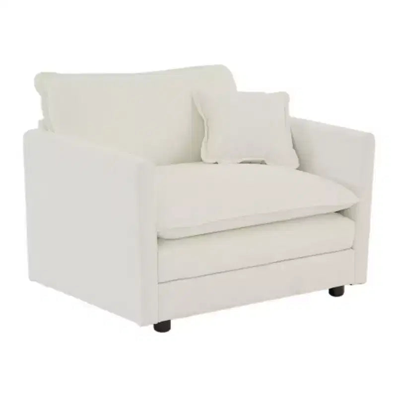 Canapé simple en peluche : Chenille blanche, parfait pour la lecture