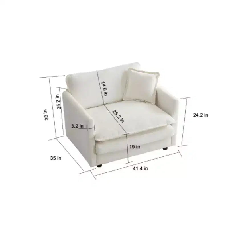 Canapé simple en peluche : Chenille blanche, parfait pour la lecture
