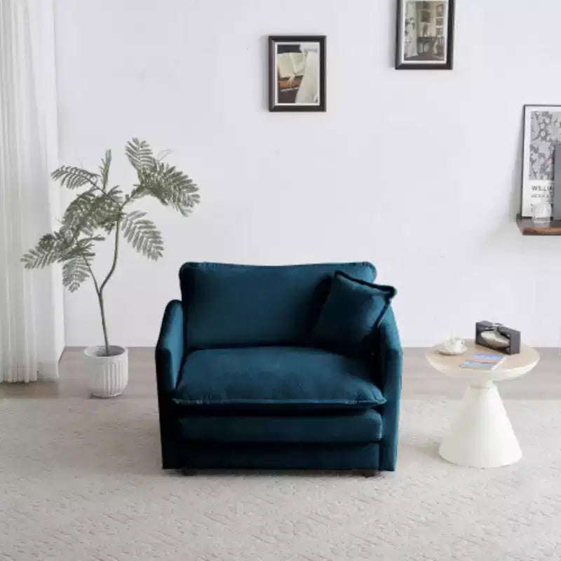 Canapé simple en peluche : Chenille blanche, parfait pour la lecture