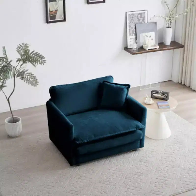 Canapé simple en peluche : Chenille blanche, parfait pour la lecture