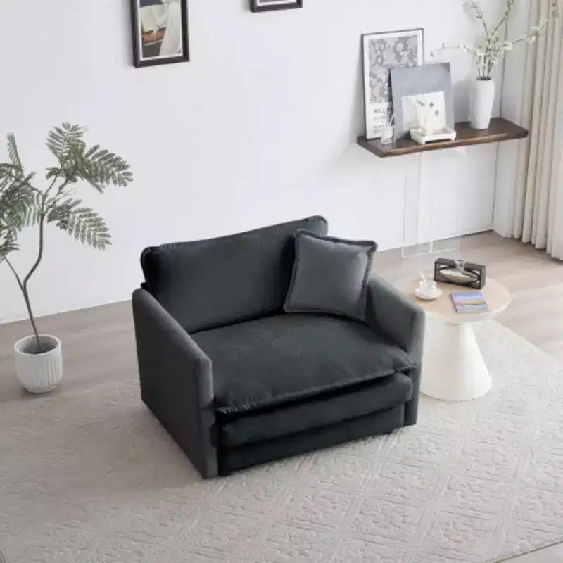 Canapé simple en peluche : Chenille blanche, parfait pour la lecture