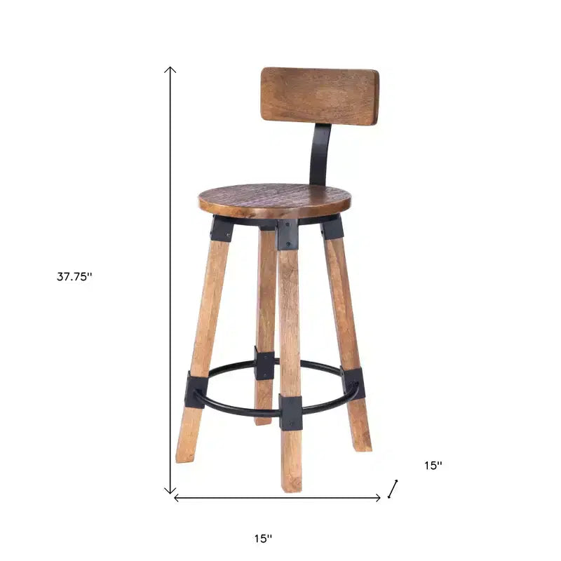 Chaise de bar en fer, marron et naturel