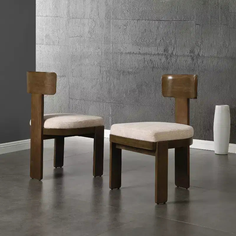 Set of 2 Modern Upholstered Dining Chairs with Solid Rubberwood Frame, Mid-Century Side Chairs - ModernLuxe