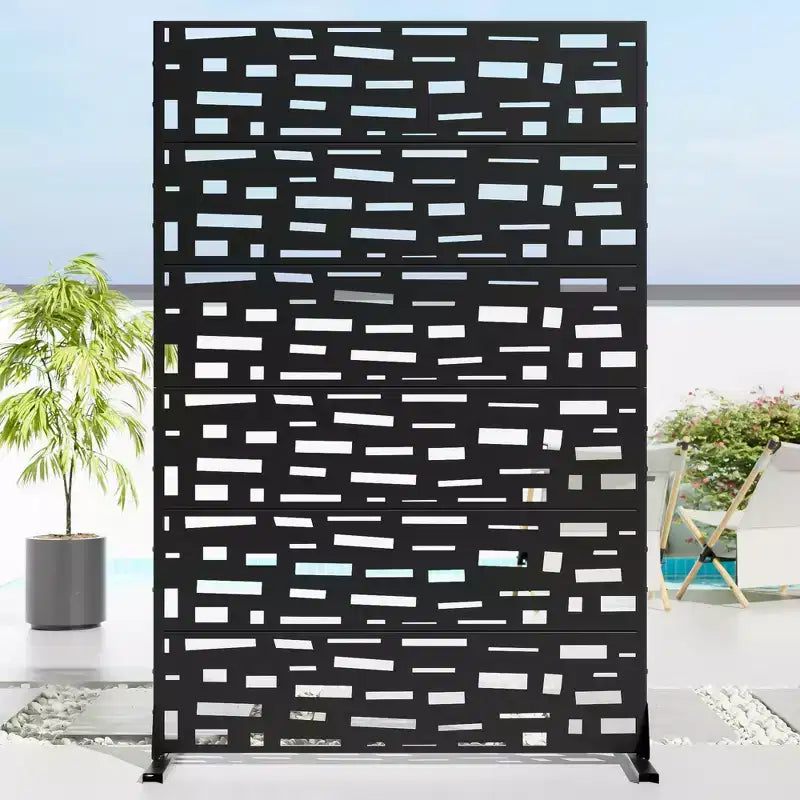 72 H47W Dovelina Black Metal Planter Box with Trellis Privacy Screen for Caf Patio,Garden & Balconies