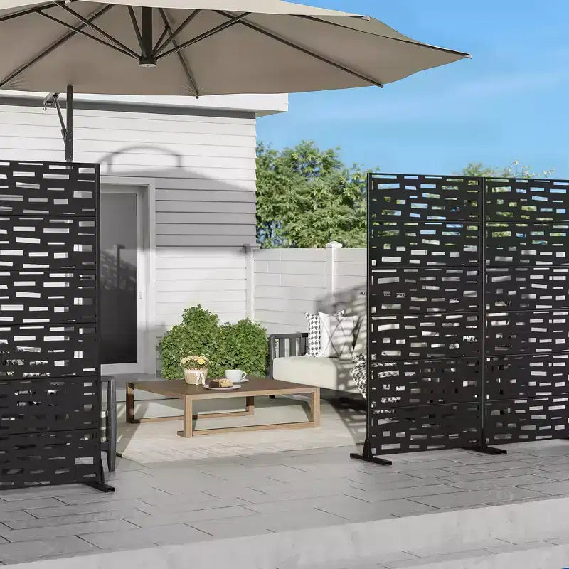 Jardinière en métal noir 72 H47W avec treillis pour écran d'intimité pour terrasses de cafés, jardins et balcons