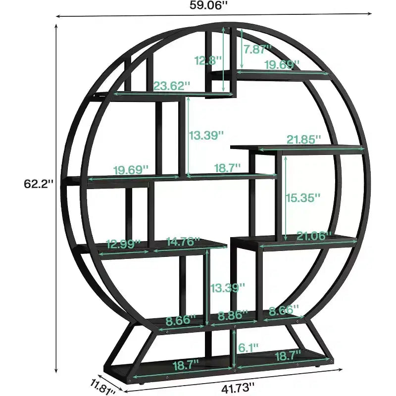 Étagère de 158 cm, Étagères Rondes Bibliothèque Étagère