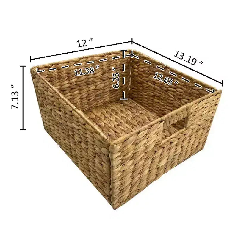Tiroirs de rangement 3 niveaux en X avec 6 paniers en jacinthe d'eau naturelle