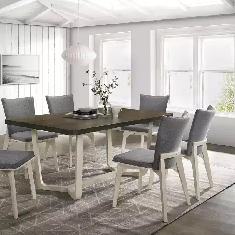 Chaises de salle à manger en tissu rembourré et en bois