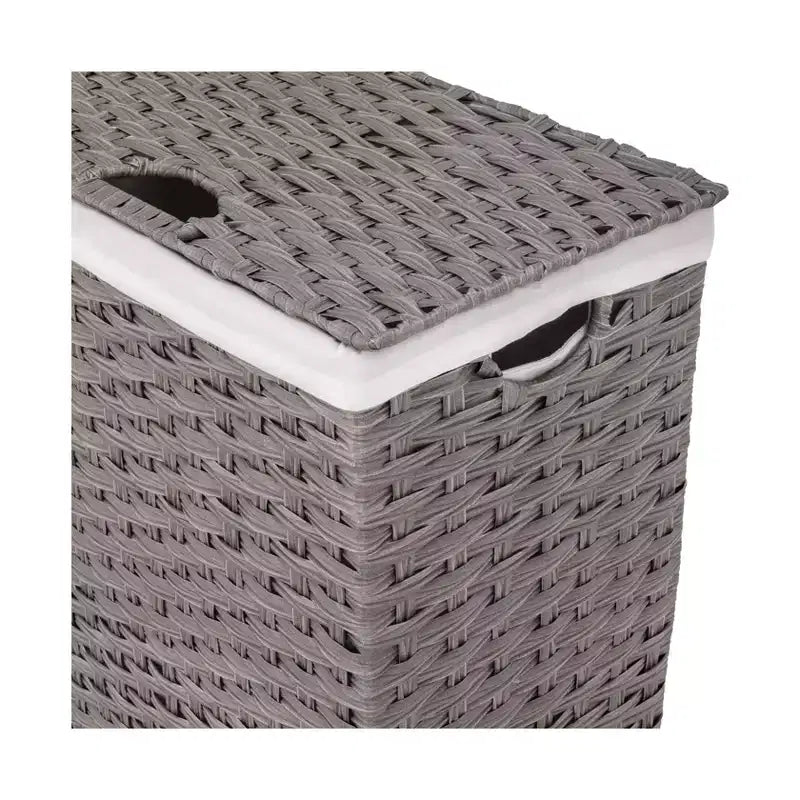 Panier à linge rectangulaire tressé à la main avec couvercle et doublure, Collection Classiques Modernes