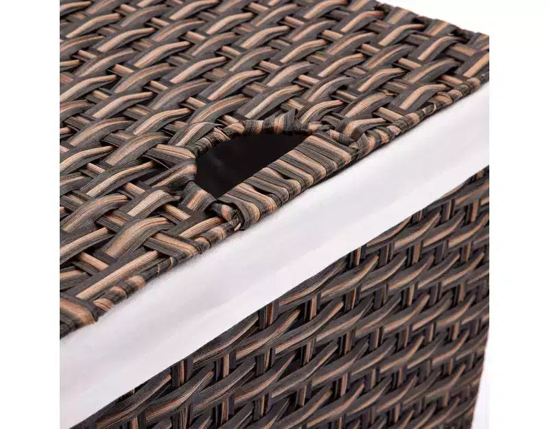Panier à linge rectangulaire tressé à la main avec couvercle et doublure, Collection Classiques Modernes