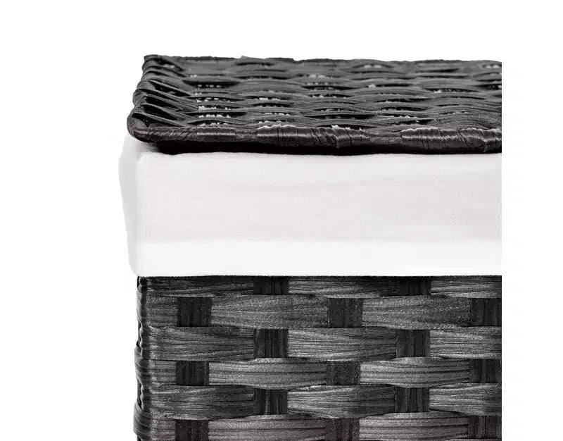 Panier à linge rectangulaire tressé à la main avec couvercle et doublure, Collection Classiques Modernes