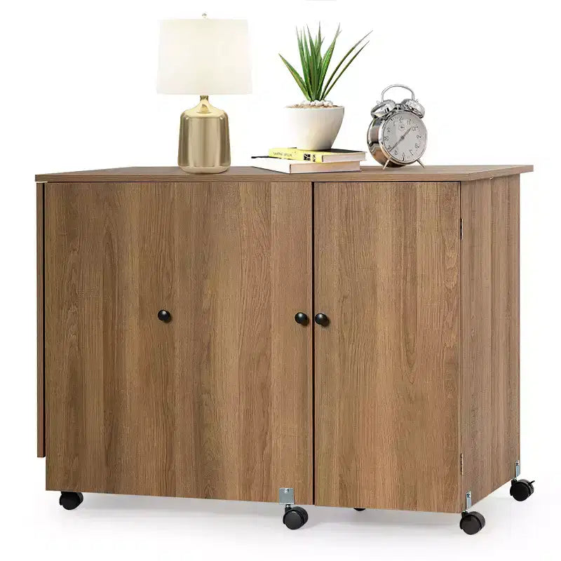 Meuble de couture pliable avec étagères de rangement, chariot à roulettes pour travaux manuels, grand modèle