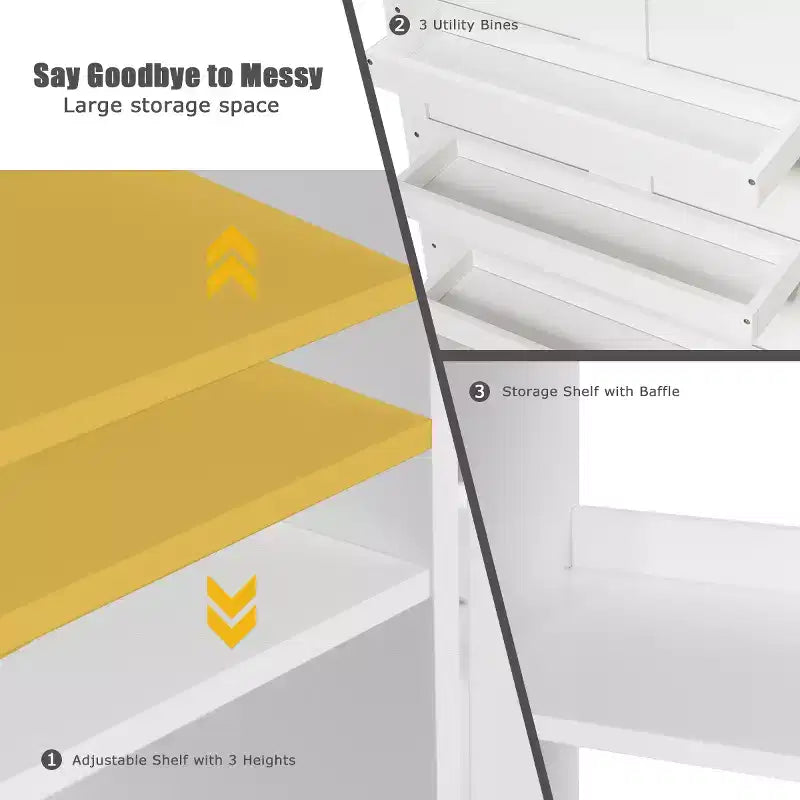 Meuble de couture pliable avec étagères de rangement, chariot à roulettes pour travaux manuels, grand modèle