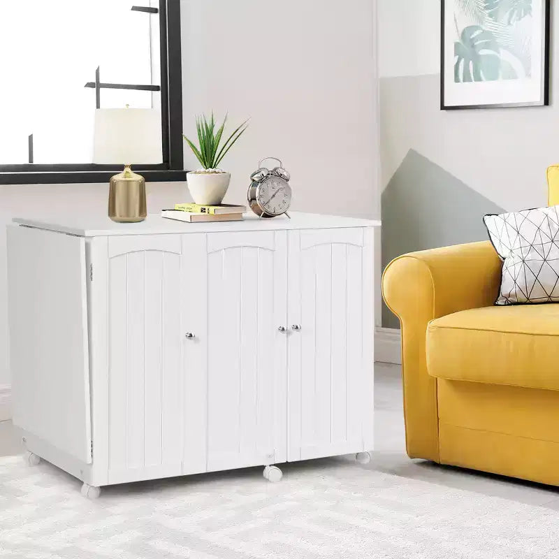 Meuble de couture pliable avec étagères de rangement, chariot à roulettes pour travaux manuels, grand modèle