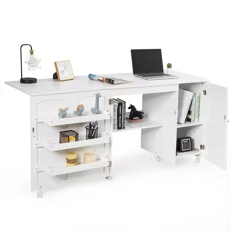 Meuble de couture pliable avec étagères de rangement, chariot à roulettes pour travaux manuels, grand modèle