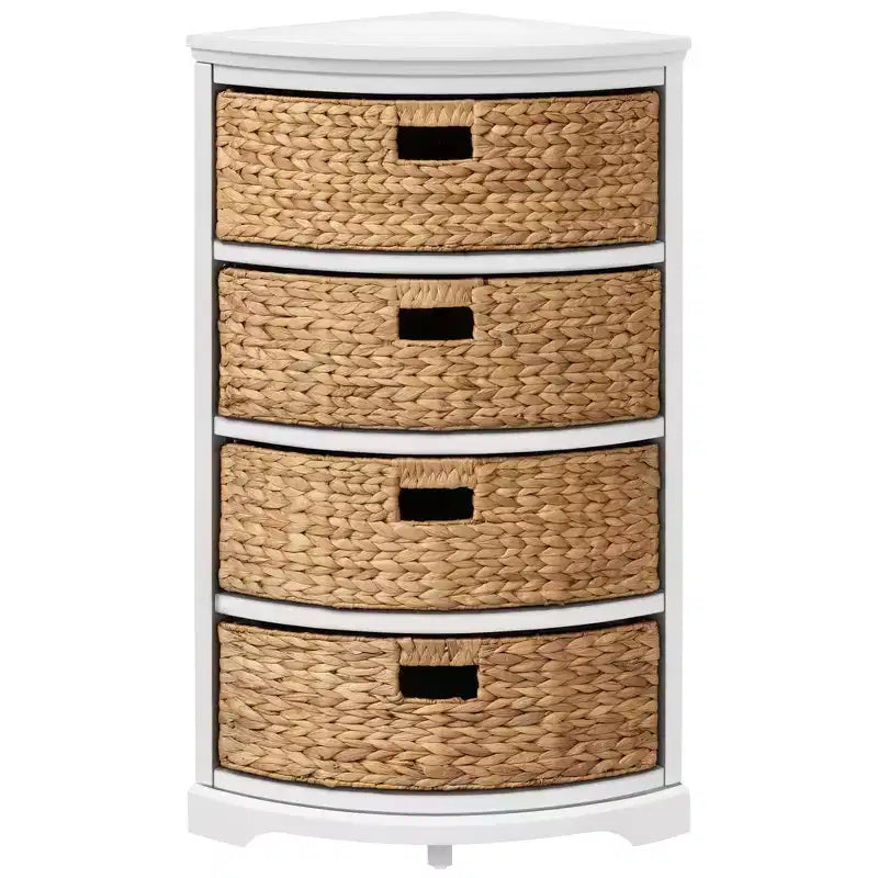 Table d'appoint d'angle à 4 niveaux avec 4 paniers en osier