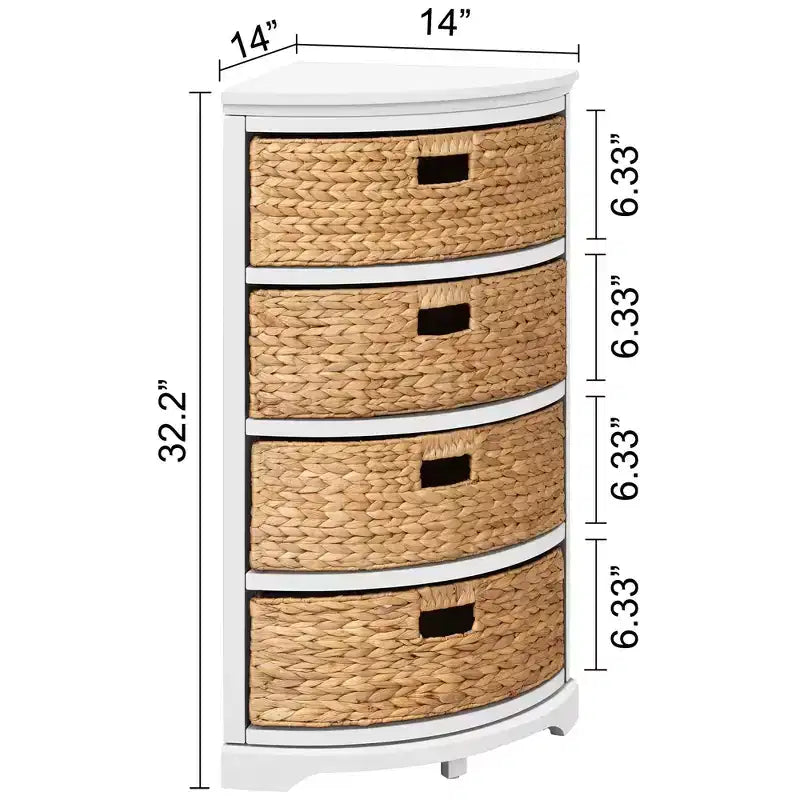 Table d'appoint d'angle à 4 niveaux avec 4 paniers en osier