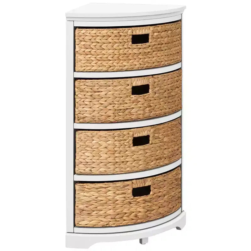 Table d'appoint d'angle à 4 niveaux avec 4 paniers en osier