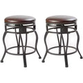 eHemco Swivel Metal Kitchen Counter Height Barstool with Upholstered Faux Leather Seat, 24 Inches, Black, Set of 2