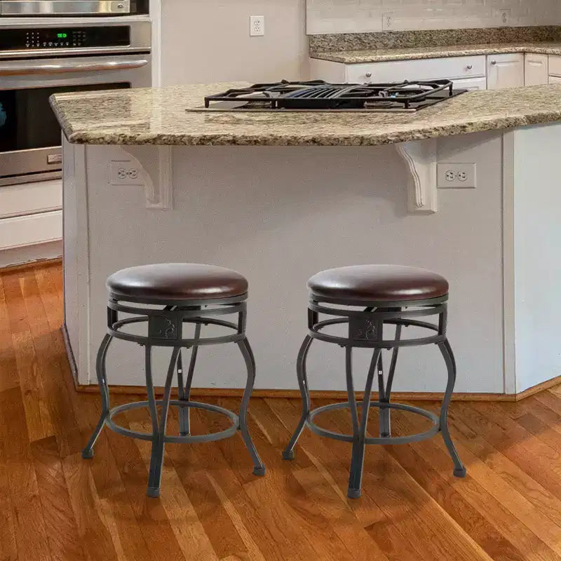 Tabouret de bar pivotant en métal de hauteur comptoir de cuisine avec siège en similicuir rembourré, 24 pouces, noir