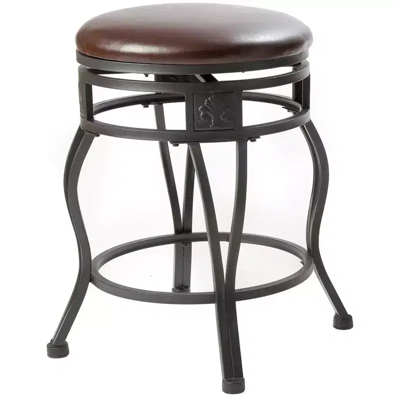 Tabouret de bar pivotant en métal de hauteur comptoir de cuisine avec siège en similicuir rembourré, 24 pouces, noir