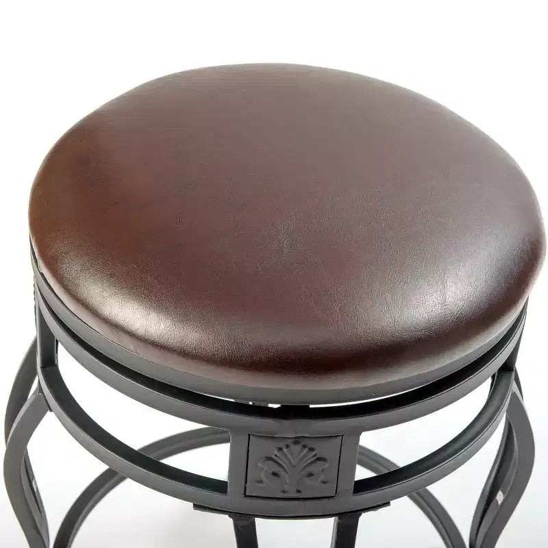 Tabouret de bar pivotant en métal de hauteur comptoir de cuisine avec siège en similicuir rembourré, 24 pouces, noir