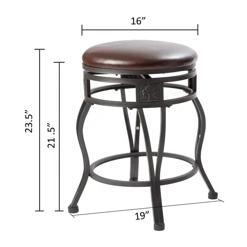 Tabouret de bar pivotant en métal de hauteur comptoir de cuisine avec siège en similicuir rembourré, 24 pouces, noir