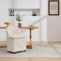 Set of 2 Chenille Fabric Dining Chairs With Universal Wheels,Beige