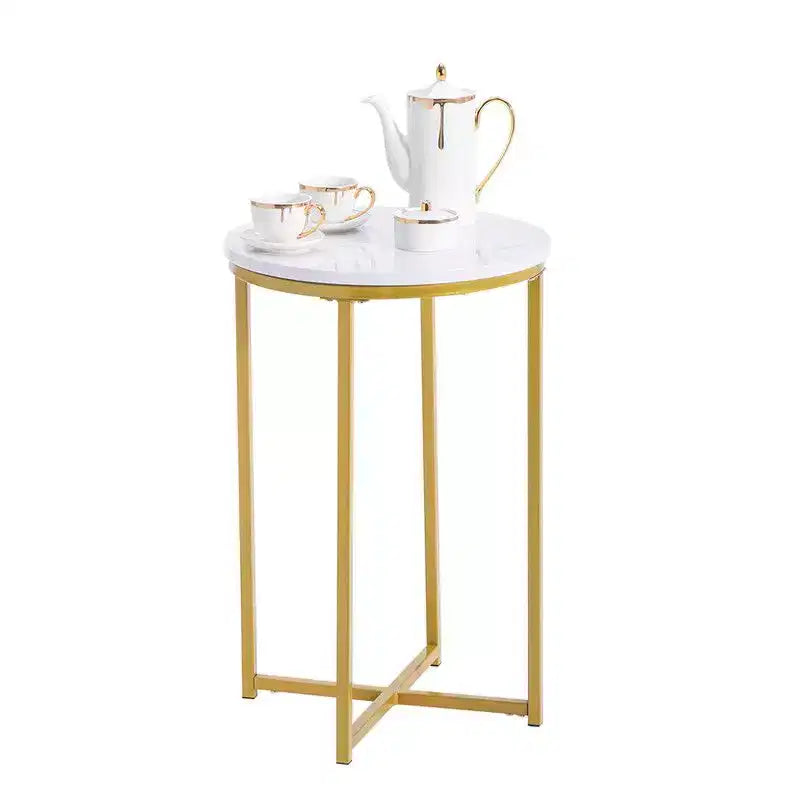 Table d'appoint ronde simple en marbre blanc