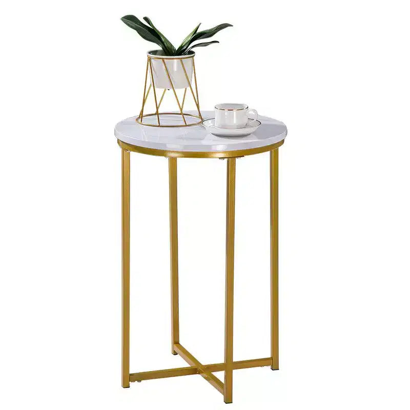 Table d'appoint ronde simple en marbre blanc