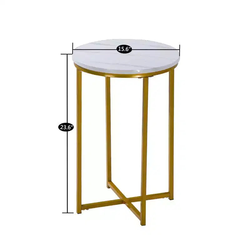 Table d'appoint ronde simple en marbre blanc