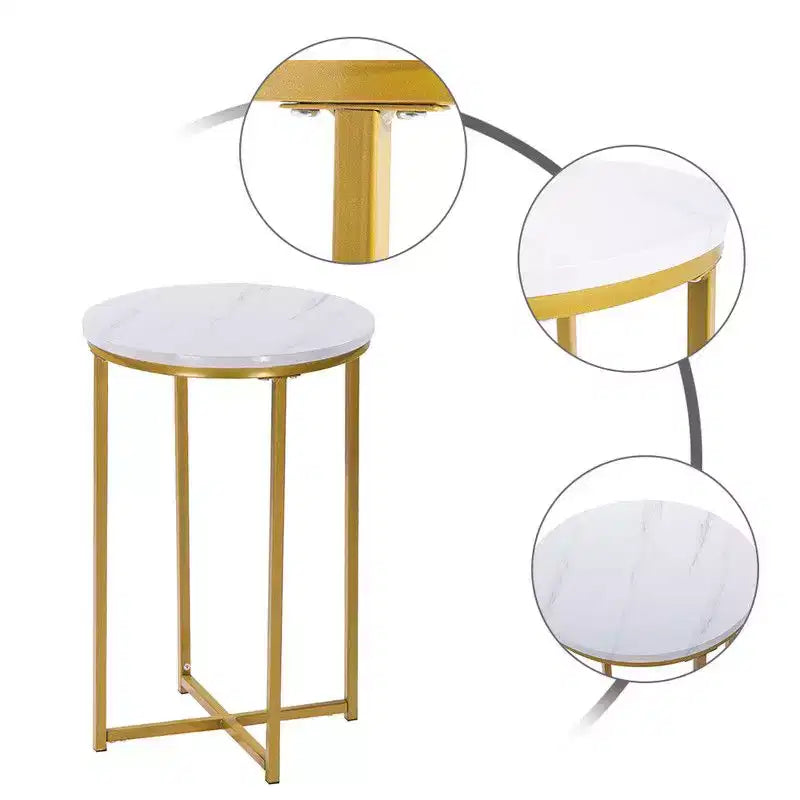 Table d'appoint ronde simple en marbre blanc