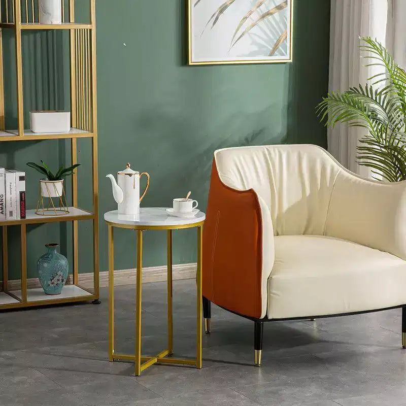 Table d'appoint ronde simple en marbre blanc