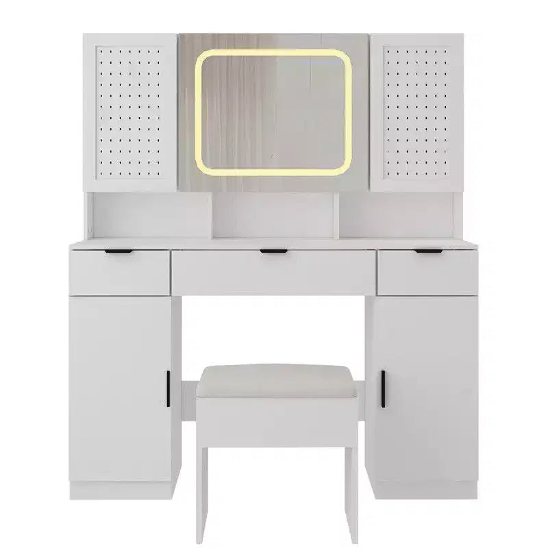 Karl Home | White Makeup Vanity Table Set with Led Lights