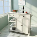 Îlot de cuisine Wood Euro avec armoire de rangement, 2 tiroirs et 3 étagères ouvertes, blanc