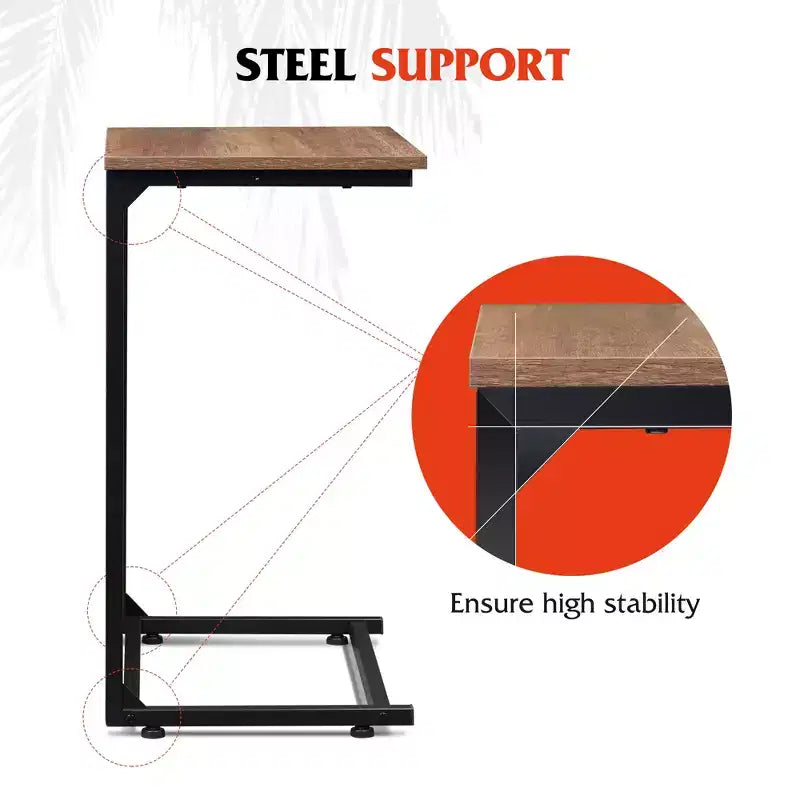 Table d'appoint en C, Petites tables d'appoint pour canapé, Grande table de canapé coulissante, Table d'appoint pour ordinateur portable/collation