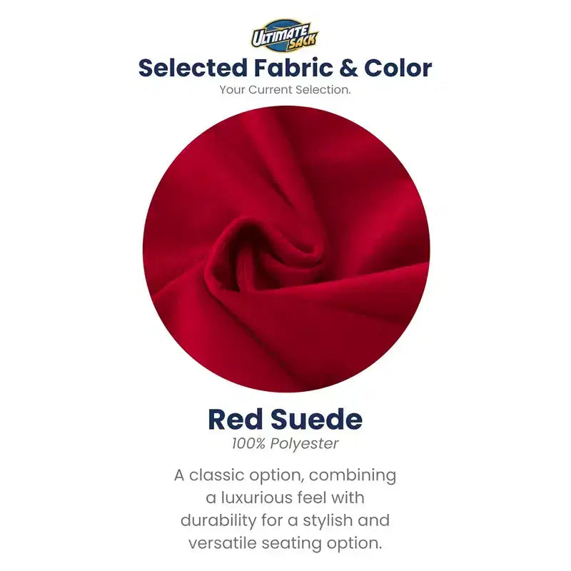 Pouf géant 180 cm, fauteuil d'intérieur confortable, suédine rouge