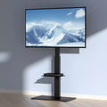 Meuble TV sur pied, pied TV haut orientable pour téléviseurs de 32 à 85 pouces, pied TV au sol portable réglable en hauteur avec base en verre trempé