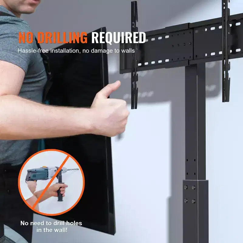 Meuble TV sur pied, pied TV haut orientable pour téléviseurs de 32 à 85 pouces, pied TV au sol portable réglable en hauteur avec base en verre trempé