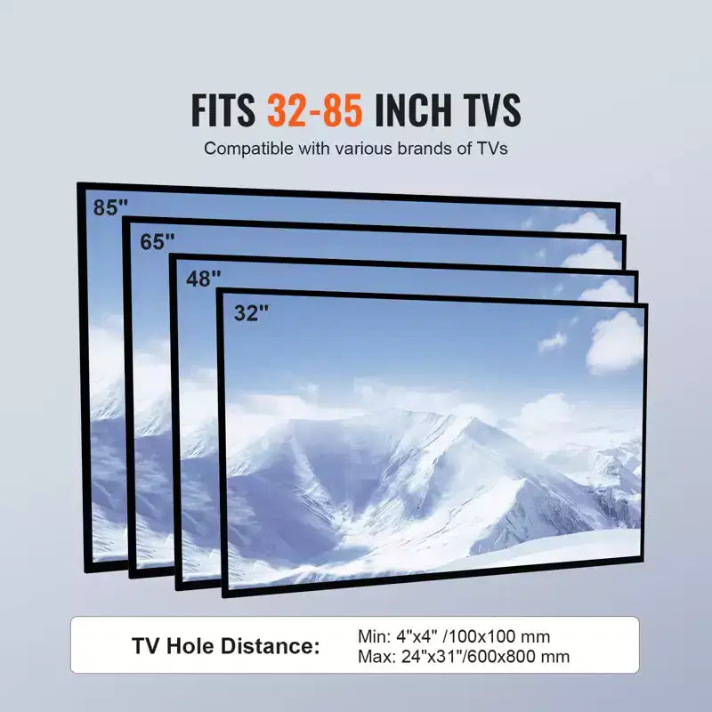Meuble TV sur pied, pied TV haut orientable pour téléviseurs de 32 à 85 pouces, pied TV au sol portable réglable en hauteur avec base en verre trempé