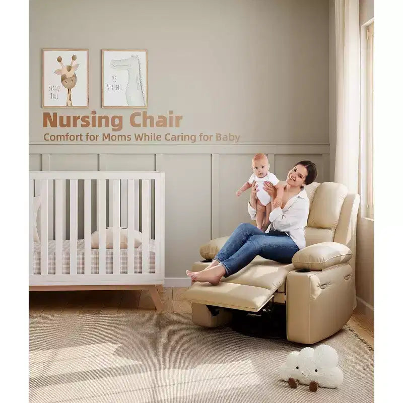 Fauteuil inclinable manuel en cuir PU - 26,8 po Design ergonomique avec porte-gobelets et rangement, pour cinéma maison, salon
