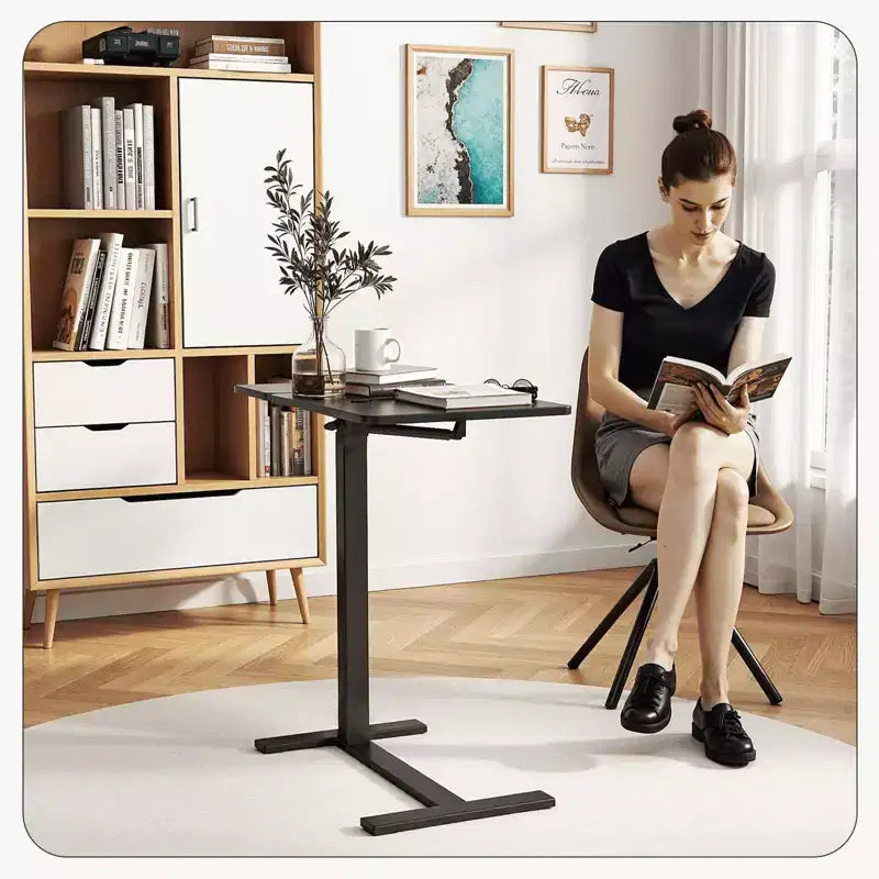 Table de lit à roulettes, bureau d'ordinateur réglable, table d'appoint en bois