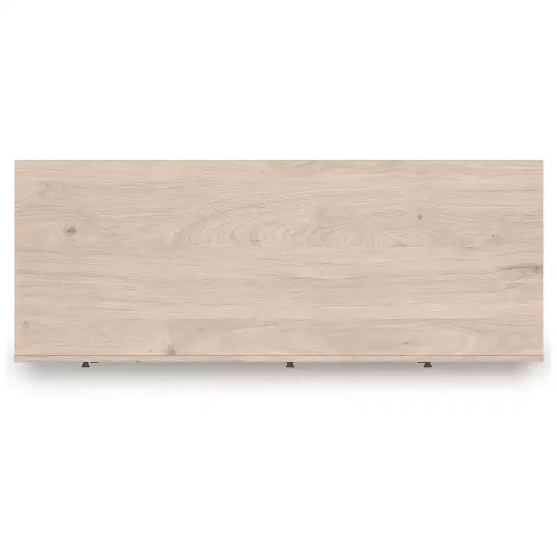 Commode à 6 tiroirs, fini chêne clair avec accents floraux, beige