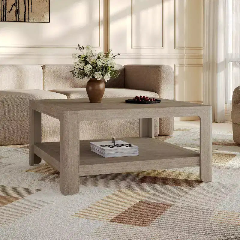 Table basse carrée à double plateau au design moderne pour l'intérieur